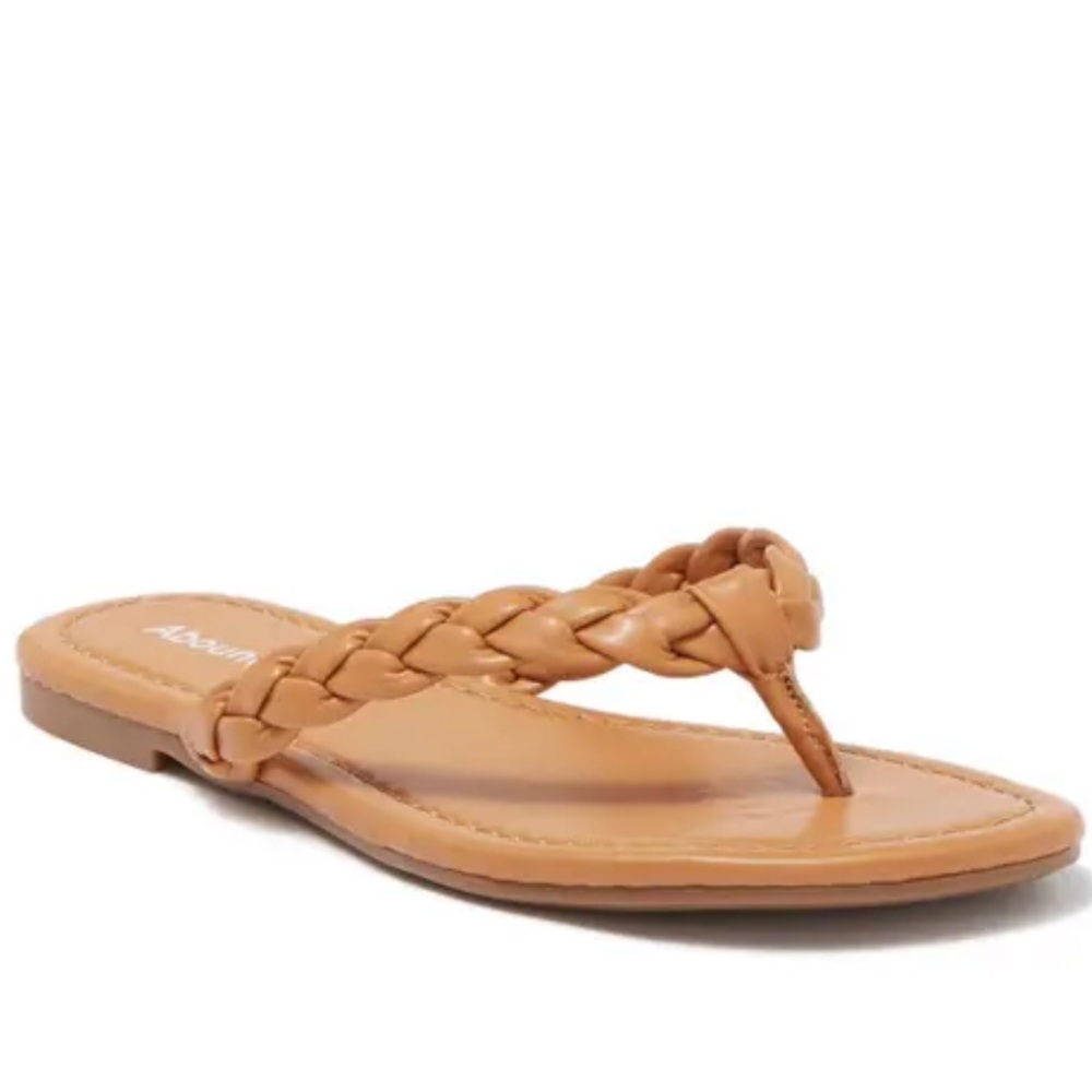 Abound Frannie Tan Braided Thong Flat Sandals Size 7